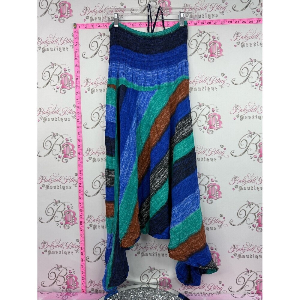 Harem pants stripes Striped Wide-Leg Track Pants in Blue black & Brown
